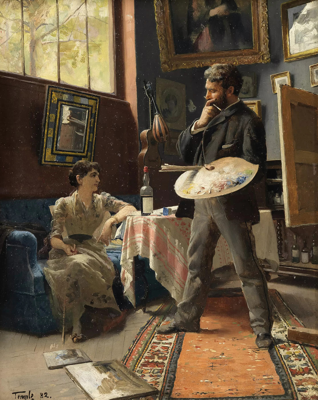 A painting of a studio.